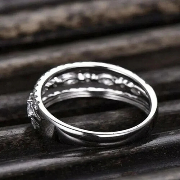 "Eternity 925 Silver Plated CZ Three  Stackable Dainty Ring for Women, UNVN12319 - Picture 3 of 6